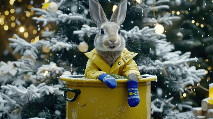 Poster - A smiling gray rabbit 