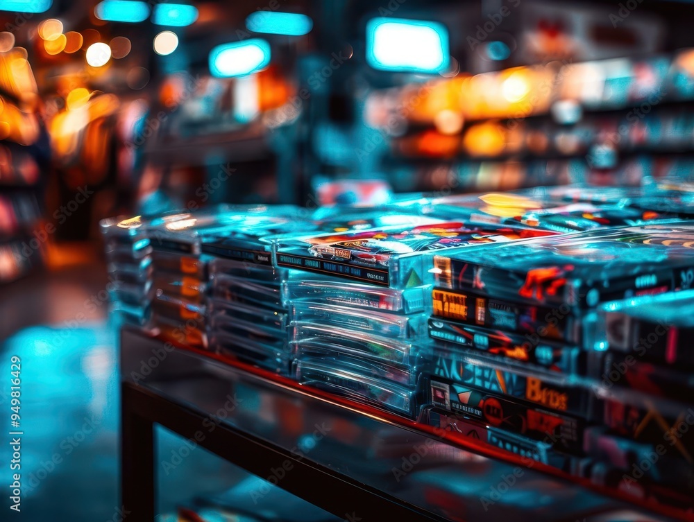 Comic Store Visual Display Colorful comic book store with vibrant displays, lively and fun, Pop ...