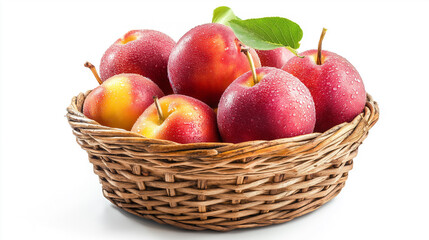 Wall Mural - A wicker basket filled with fresh red apples.