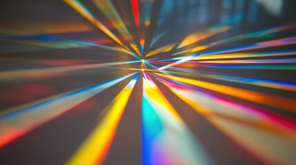 Wall Mural - Soft-focus image of light through a prism, creating harmonic interference patterns with colorful, overlapping beams.