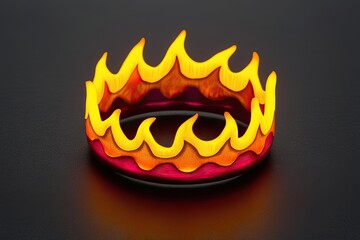 Wall Mural - Vibrant Fire Ring with Yellow Orange and Ruby Flames on Black Background