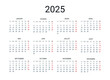 © ederella - 2025 year French calendar in French language. Classical, minimalistic, simple design. White background. Vector Illustration. Week starts from Monday.