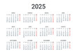 © ederella - 2025 year Spanish calendar in Spanish language. Classical, minimalistic, simple design. White background. Vector Illustration. Week starts from Monday.