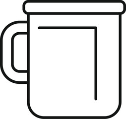 Poster - Simple black and white illustration of a metal camping mug with a handle