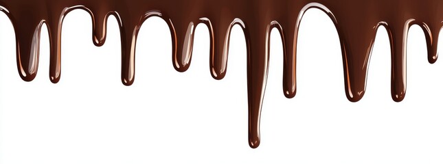 Wall Mural - Upper border dripping chocolate droplets, transparent background, Ai generated images