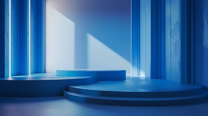 Wall Mural - Abstract Blue Platform with Light