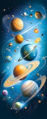 Wall Mural - Celestial Dance Planets in a Cosmic Ballet.