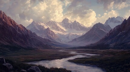 Wall Mural - Majestic Mountain Valley Landscape