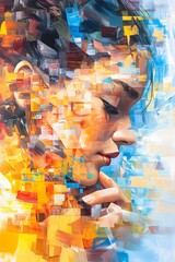 Wall Mural - Abstract Oil Painting of a Woman's Face.