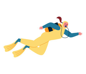 Sticker - woman diving underwater