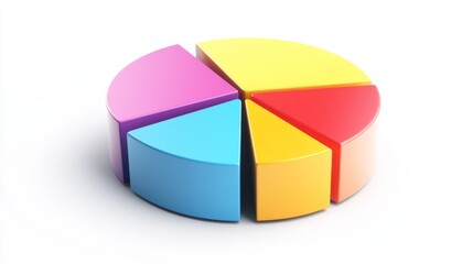 Aufkleber - A 3D pie chart with colorful segments, floating above a white background, representing data distribution in a visually striking way.