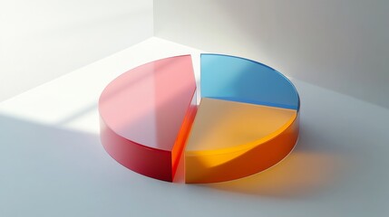 Aufkleber - A 3D pie chart with transparent sections, allowing a view through the layers, set against a clean, minimalist white background.