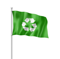 recycling symbol flag isolated on white