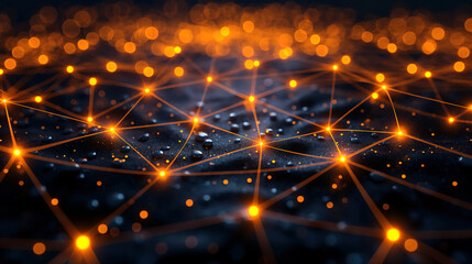 Futuristic background of hexagonal grid with glowing lines 