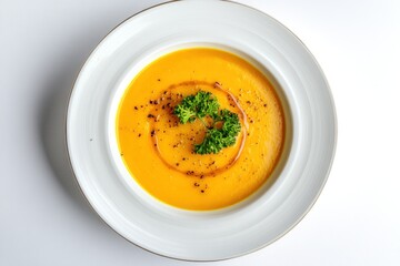 Canvas Print - Creamy Pumpkin Soup with Parsley Garnish