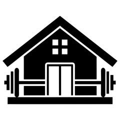 Wall Mural - gym house  fitness home icon silhouette vector