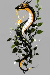 Sticker - Fire Dragon Snake on a Vine