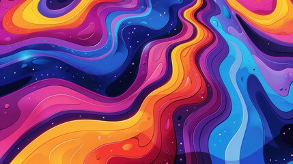 Wall Mural - A vibrant abstract psychedelic background filled with colorful waves and swirling patterns, perfect for creative designs. Generative AI