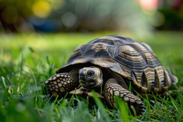 A friendly tortoise plodding along at its own pace, AI generated