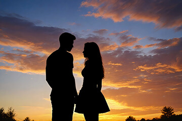 silhouette of a couple on a sunset