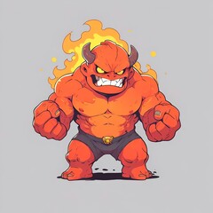 Sticker - Fiery Demon Illustration