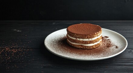 Sticker - Tiramisu Dessert on White Plate