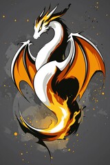 Canvas Print - Fiery Dragon Illustration