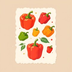 Wall Mural - Colorful Peppers Illustration