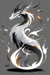 Poster - Mystical White Dragon with Golden Accents