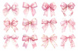 © Rawpixel.com - PNG watercolor coquette pink bow ribbon element set, transparent background