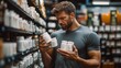 © liliyabatyrova - A man is in a store looking at different bottles of vitamins