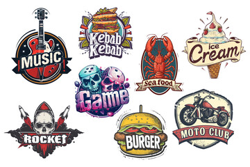 Sticker - PNG vintage badge logo element set, transparent background