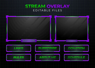 Poster - Twitch obs streaming panel overlay design template full package setup