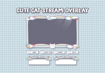 Aufkleber - Twitch obs streaming panel overlay design template full package setup cute cat theme