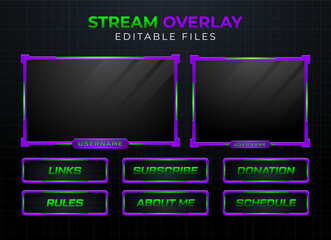 Aufkleber - Twitch obs streaming panel overlay design template full package setup