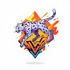 Poster - Snow Leopard in a Geometric World