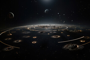 Wall Mural - cosmic landscape: a starry night with planets and nebula