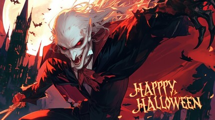 Poster - vampire for halloween. the inscription 