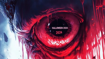 Wall Mural - demon eye for halloween. inscription 