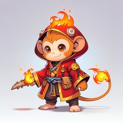 Canvas Print - Fire Monkey Cartoon Illustration