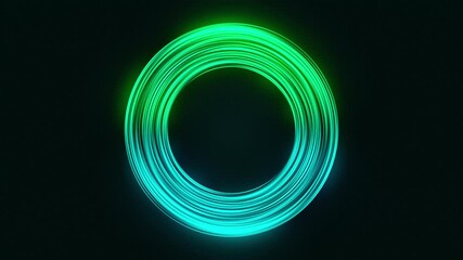 Wall Mural - neon glowing green circle. background motion animation.