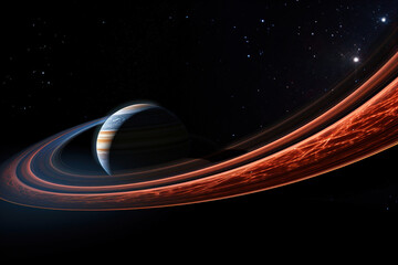 Wall Mural - planet with rings in space - cosmic exploration