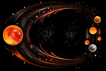 Wall Mural - cosmic dance: planets in a galaxy's embrace