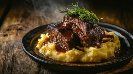 Poster - Delicious Beef Short Ribs with Mashed Potatoes