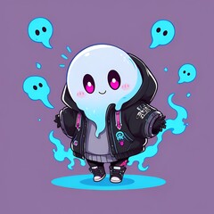 Poster - Cute Ghost Character Illustration