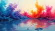 © vitanovski - Vibrant colorful ink and smoke waves reflected on water surface