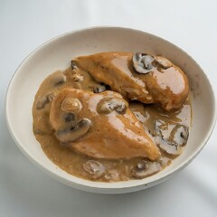 Wall Mural - chicken marsala with raw mushrooms