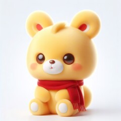 Wall Mural - a cute 3d fluffy Vietnamese style yellow rabbit teddy bear character with red scarf