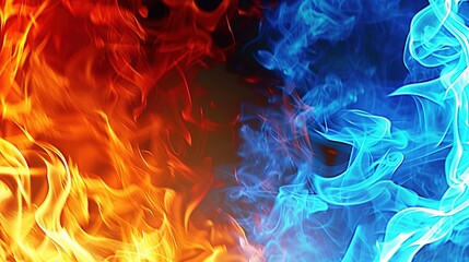 Poster - Blue_red_background_photo_blue_flames