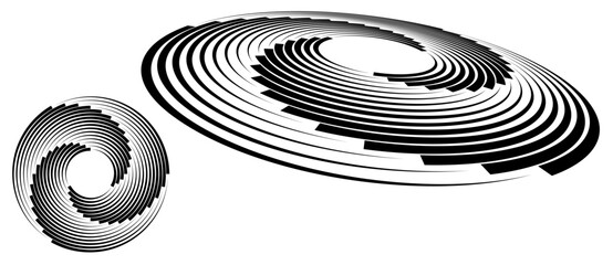 Fototapete - Spiral with black lines as dynamic abstract vector background or logo or icon. Abstract background with lines in circle. Artistic illustration with perspective on white background.